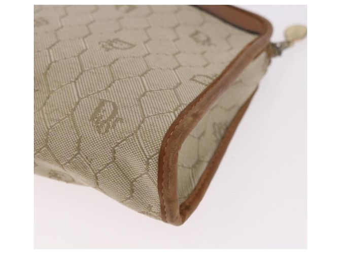 Clutch Christian Dior Honeycomb Canvas PVC Beige Auth ep14816 - vista 11