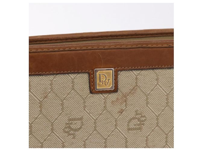 Clutch Christian Dior Honeycomb Canvas PVC Beige Auth ep14816 - vista 13