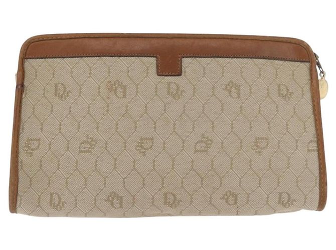 Clutch Christian Dior Honeycomb Canvas PVC Beige Auth ep14816 - vista 3