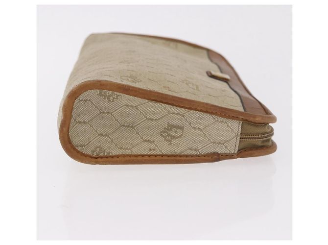 Clutch Christian Dior Honeycomb Canvas PVC Beige Auth ep14816 - vista 4