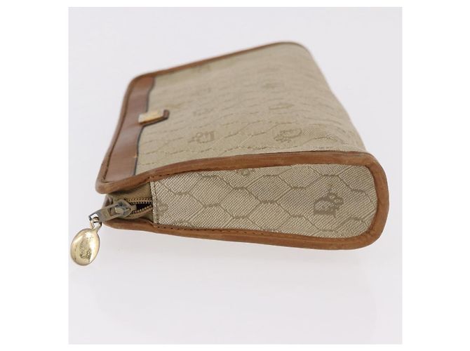Clutch Christian Dior Honeycomb Canvas PVC Beige Auth ep14816 - vista 5