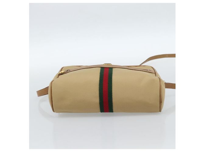 Borsa a Spalla GUCCI Web Sherry Line in Tela Beige Oro Rosso 010 378 Auth ep14843 D'oro - vista 10
