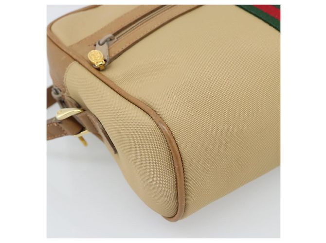 Borsa a Spalla GUCCI Web Sherry Line in Tela Beige Oro Rosso 010 378 Auth ep14843 D'oro - vista 12