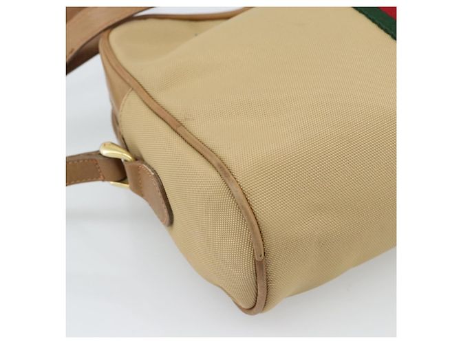 Borsa a Spalla GUCCI Web Sherry Line in Tela Beige Oro Rosso 010 378 Auth ep14843 D'oro - vista 14