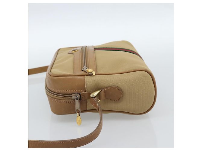 Borsa a Spalla GUCCI Web Sherry Line in Tela Beige Oro Rosso 010 378 Auth ep14843 D'oro - vista 4