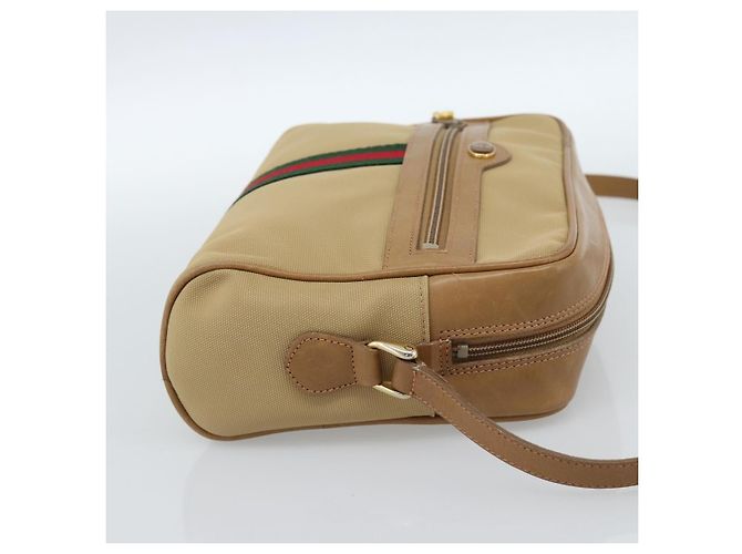 Borsa a Spalla GUCCI Web Sherry Line in Tela Beige Oro Rosso 010 378 Auth ep14843 D'oro - vista 5