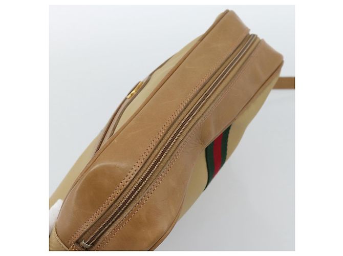 Borsa a Spalla GUCCI Web Sherry Line in Tela Beige Oro Rosso 010 378 Auth ep14843 D'oro - vista 6