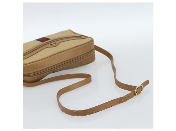 Borsa a Spalla GUCCI Web Sherry Line in Tela Beige Oro Rosso 010 378 Auth ep14843 D'oro - vista 7