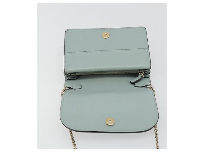 Borsa a Spalla con Catena VALENTINO in Pelle Azzurro Oro Auth bs35513 D'oro Blu chiaro - vista 15