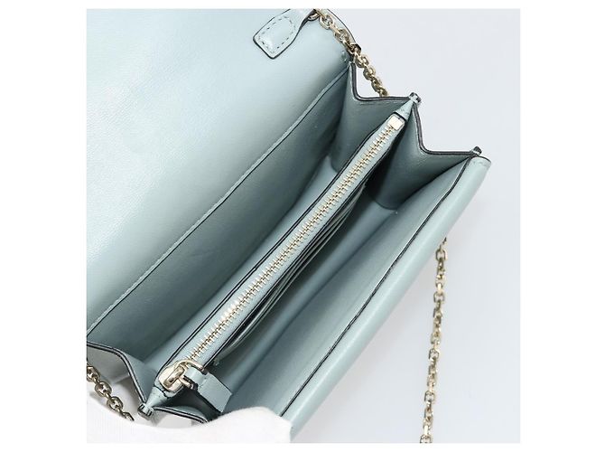 Borsa a Spalla con Catena VALENTINO in Pelle Azzurro Oro Auth bs35513 D'oro Blu chiaro - vista 16