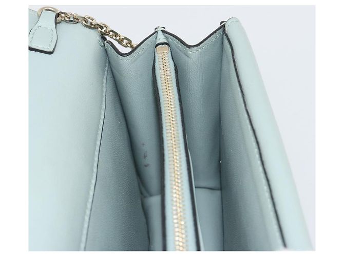Borsa a Spalla con Catena VALENTINO in Pelle Azzurro Oro Auth bs35513 D'oro Blu chiaro - vista 17