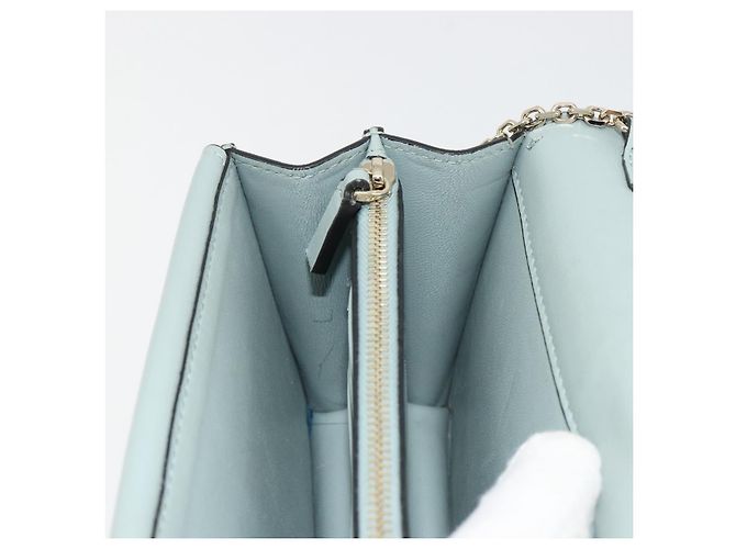 Borsa a Spalla con Catena VALENTINO in Pelle Azzurro Oro Auth bs35513 D'oro Blu chiaro - vista 18