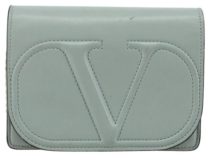Borsa a Spalla con Catena VALENTINO in Pelle Azzurro Oro Auth bs35513 D'oro Blu chiaro - vista 2