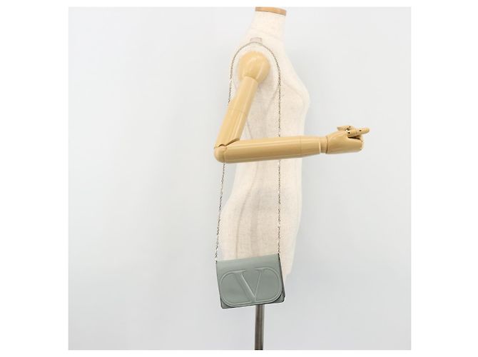 Borsa a Spalla con Catena VALENTINO in Pelle Azzurro Oro Auth bs35513 D'oro Blu chiaro - vista 22