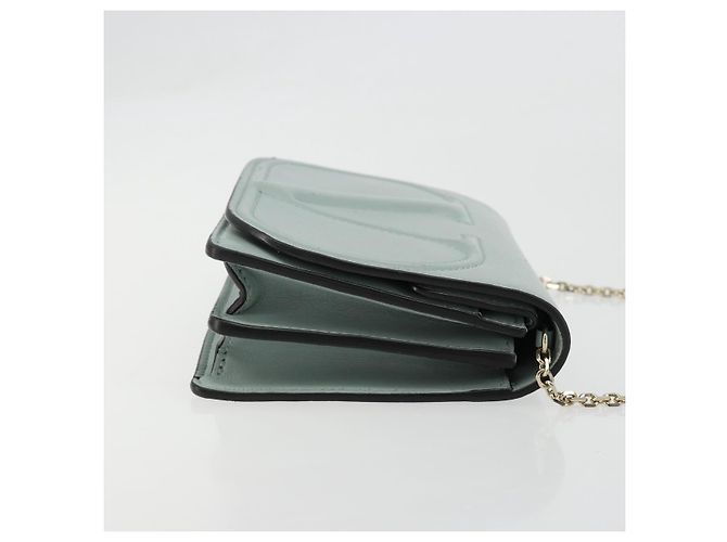 Borsa a Spalla con Catena VALENTINO in Pelle Azzurro Oro Auth bs35513 D'oro Blu chiaro - vista 4