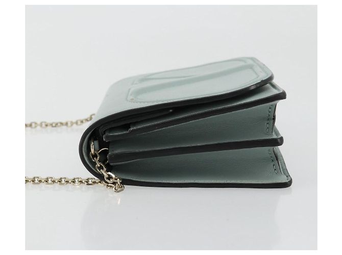 Borsa a Spalla con Catena VALENTINO in Pelle Azzurro Oro Auth bs35513 D'oro Blu chiaro - vista 5