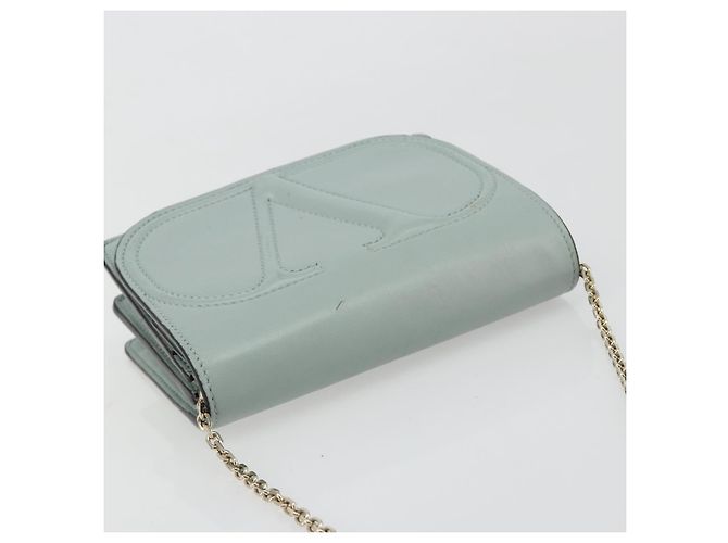 Borsa a Spalla con Catena VALENTINO in Pelle Azzurro Oro Auth bs35513 D'oro Blu chiaro - vista 6