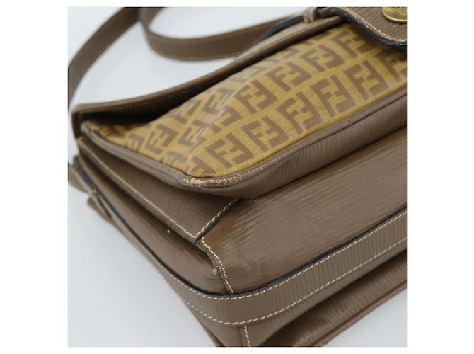 FENDI Zucchino Canvas Borsa a Spalla in Tela Cerata Beige Oro Auth ti3975 D'oro - vista 11