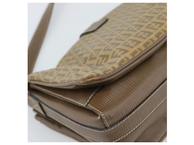 FENDI Zucchino Canvas Borsa a Spalla in Tela Cerata Beige Oro Auth ti3975 D'oro - vista 13