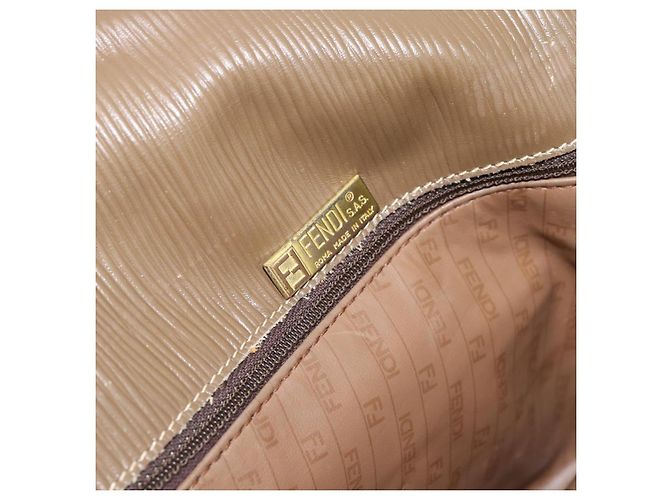 FENDI Zucchino Canvas Borsa a Spalla in Tela Cerata Beige Oro Auth ti3975 D'oro - vista 15