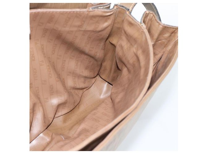 FENDI Zucchino Canvas Borsa a Spalla in Tela Cerata Beige Oro Auth ti3975 D'oro - vista 17