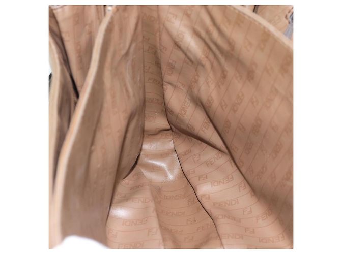FENDI Zucchino Canvas Borsa a Spalla in Tela Cerata Beige Oro Auth ti3975 D'oro - vista 18