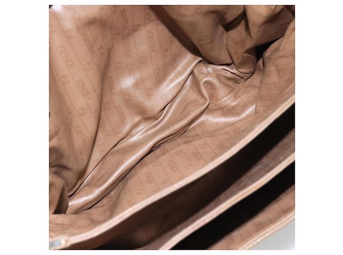 FENDI Zucchino Canvas Borsa a Spalla in Tela Cerata Beige Oro Auth ti3975 D'oro - vista 19