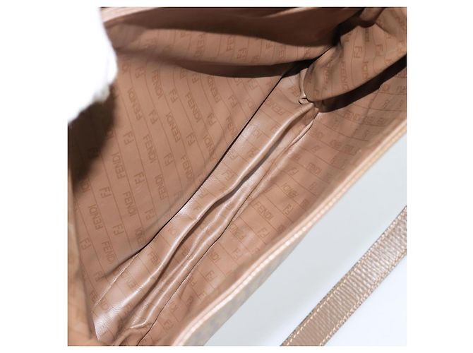 FENDI Zucchino Canvas Borsa a Spalla in Tela Cerata Beige Oro Auth ti3975 D'oro - vista 22