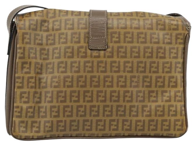 FENDI Zucchino Canvas Borsa a Spalla in Tela Cerata Beige Oro Auth ti3975 D'oro - vista 3