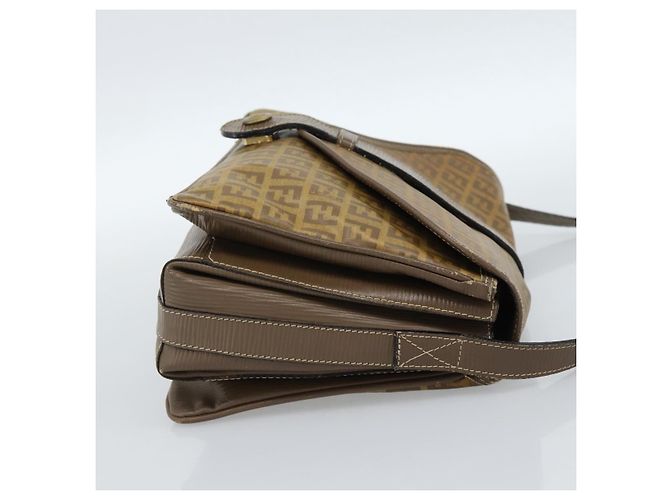 FENDI Zucchino Canvas Borsa a Spalla in Tela Cerata Beige Oro Auth ti3975 D'oro - vista 5