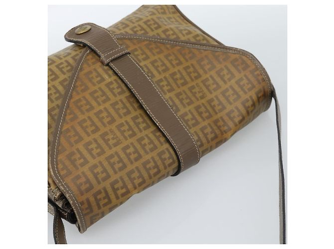 FENDI Zucchino Canvas Borsa a Spalla in Tela Cerata Beige Oro Auth ti3975 D'oro - vista 6