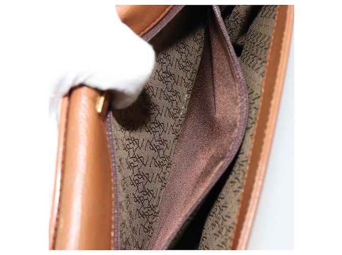 Borsa a Spalla SAINT LAURENT in Pelle Marrone Oro Auth bs35517 D'oro - vista 21