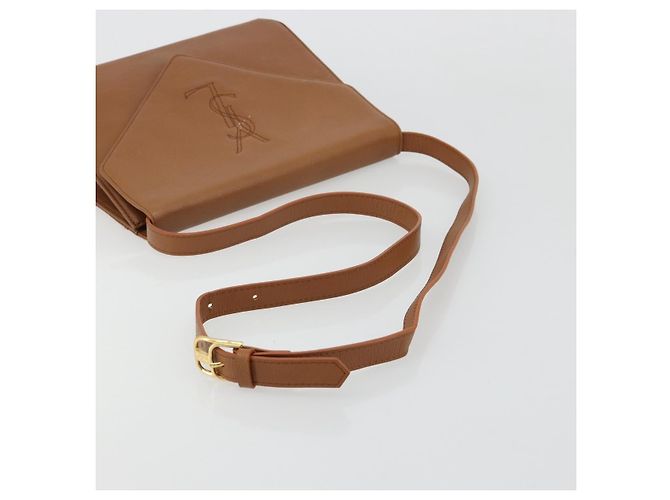 Borsa a Spalla SAINT LAURENT in Pelle Marrone Oro Auth bs35517 D'oro - vista 7
