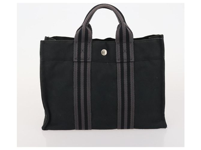 Hermès HERMES Fourre Tout Borsa in Cotone 5 Set Rosso Grigio Nero Auth ti3989 Marrone - vista 12
