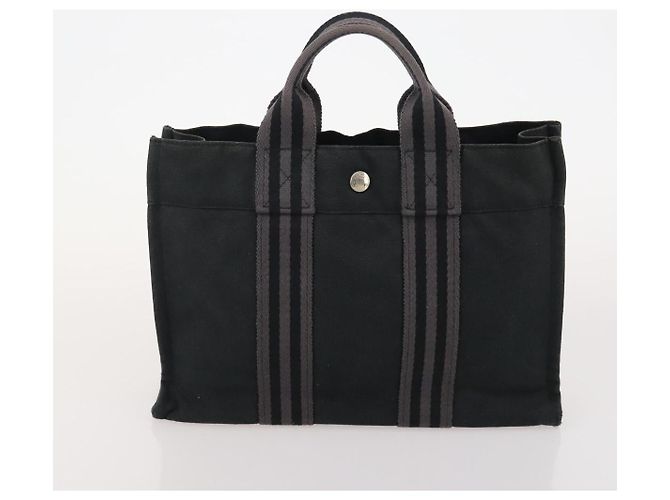 Hermès HERMES Fourre Tout Borsa in Cotone 5 Set Rosso Grigio Nero Auth ti3989 Marrone - vista 13