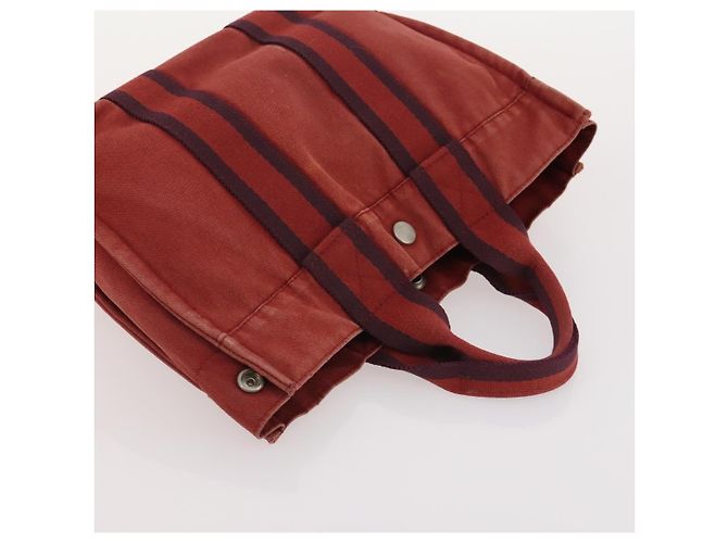 Hermès HERMES Fourre Tout Borsa in Cotone 5 Set Rosso Grigio Nero Auth ti3989 Marrone - vista 19