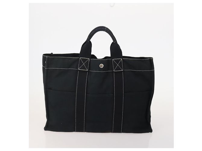 Hermès HERMES Fourre Tout Borsa in Cotone 5 Set Rosso Grigio Nero Auth ti3989 Marrone - vista 2