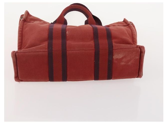 Hermès HERMES Fourre Tout Borsa in Cotone 5 Set Rosso Grigio Nero Auth ti3989 Marrone - vista 20