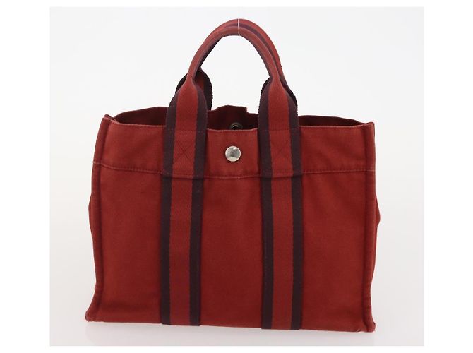 Hermès HERMES Fourre Tout Borsa in Cotone 5 Set Rosso Grigio Nero Auth ti3989 Marrone - vista 23