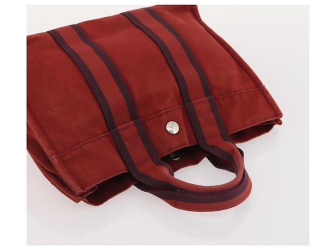 Hermès HERMES Fourre Tout Borsa in Cotone 5 Set Rosso Grigio Nero Auth ti3989 Marrone - vista 24
