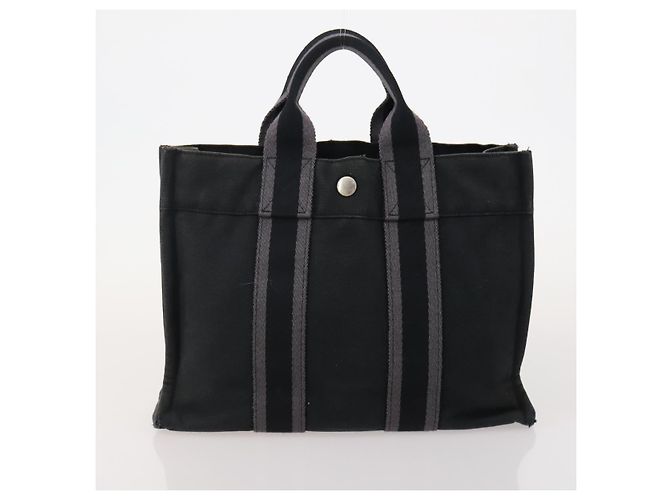 Hermès HERMES Fourre Tout Borsa in Cotone 5 Set Rosso Grigio Nero Auth ti3989 Marrone - vista 7