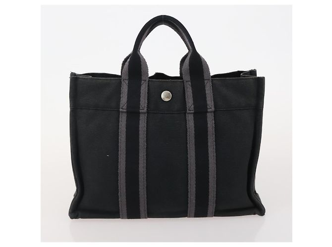 Hermès HERMES Fourre Tout Borsa in Cotone 5 Set Rosso Grigio Nero Auth ti3989 Marrone - vista 8
