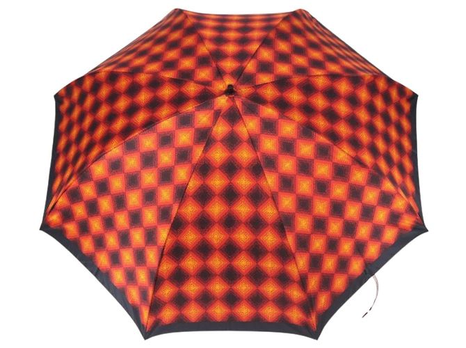 Faltbarer Regenschirm SAINT LAURENT Polyester Rot Gold Auth 184398M Golden - Ansicht 2