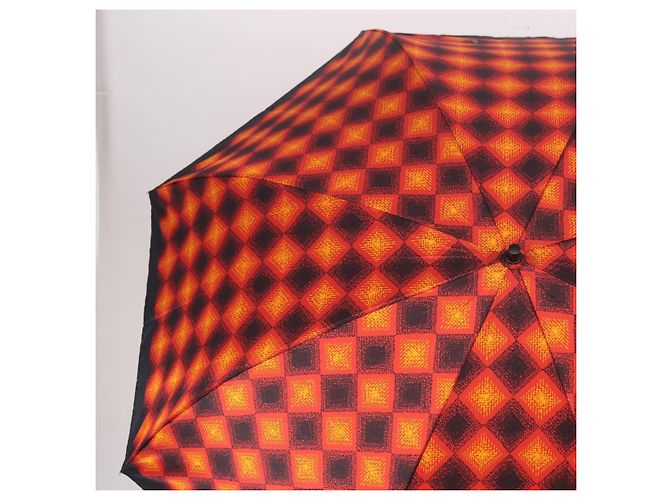 Faltbarer Regenschirm SAINT LAURENT Polyester Rot Gold Auth 184398M Golden - Ansicht 3