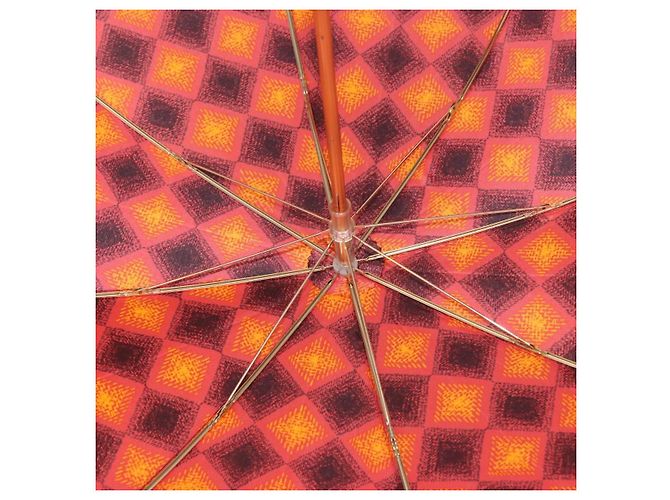 Faltbarer Regenschirm SAINT LAURENT Polyester Rot Gold Auth 184398M Golden - Ansicht 9