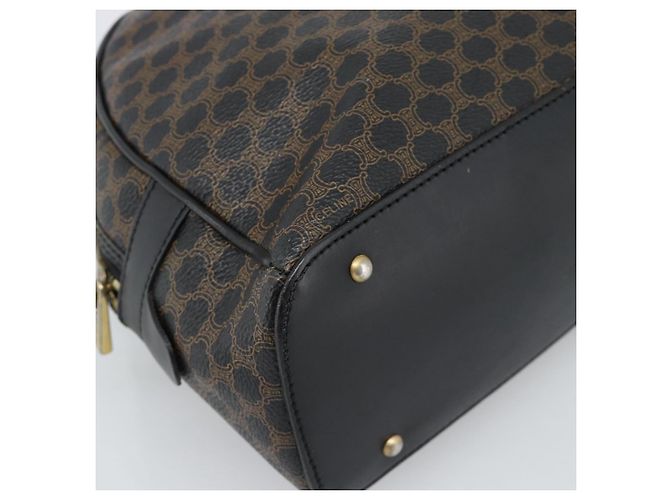 Céline Borsa a Mano CELINE Macadam Canvas PVC Pelle Nera Oro Auth ka4663A Nero D'oro - vista 11
