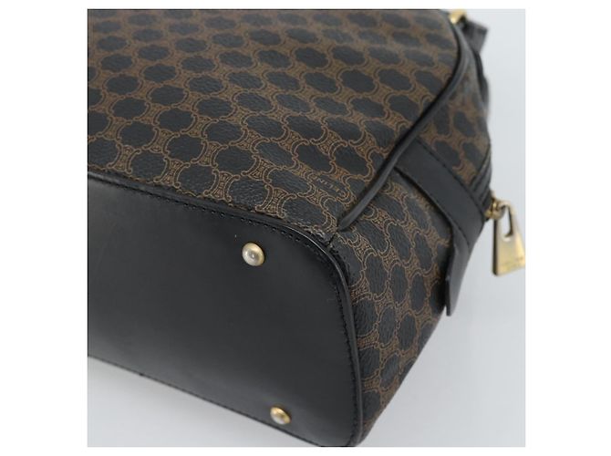 Céline Borsa a Mano CELINE Macadam Canvas PVC Pelle Nera Oro Auth ka4663A Nero D'oro - vista 12
