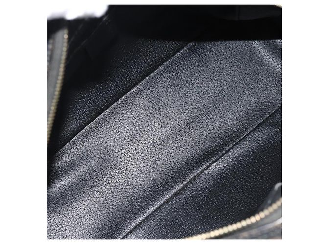 Céline Borsa a Mano CELINE Macadam Canvas PVC Pelle Nera Oro Auth ka4663A Nero D'oro - vista 16