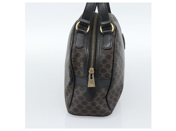 Céline Borsa a Mano CELINE Macadam Canvas PVC Pelle Nera Oro Auth ka4663A Nero D'oro - vista 4