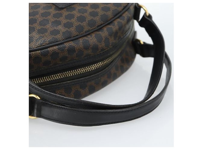 Céline Borsa a Mano CELINE Macadam Canvas PVC Pelle Nera Oro Auth ka4663A Nero D'oro - vista 7